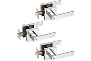 Probrico 3 Pack Privacy Door Lever Stainless Steel Bedroom Door Knob Lock Internal Door Handle Polished Chrome