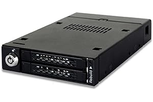 ICY DOCK ToughArmor MB992SKR-B Rack móvil, Robusto gabinete de Rack metálico para 2 x SSD o 2.5" SATA HDD en 1 bahía de 3.5 con Sistema Raid Integrado, Raid 0/1 / Big/JBOD