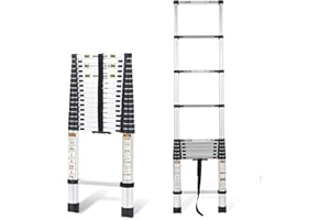 RIKADE Telescopic Ladder, 6.2M/20.63FT Aluminum Telescoping Ladder with Non-Slip Feet, Portable Extension Ladder for Household and Outdoor Working, 330lb Capacity