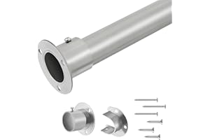 POSKENA Wardrobe Rail, 32mm Extendable Clothes Rail, Wardrobe Pole Silver with Screws and Brackets, Hanging Rails for Clothes Wall Mounted，74-250cm