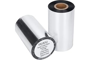 FEIXIU Cinta de transferencia térmica de 110 mm x 300 m, 1 rollo, cera mejorada de resina de 1/2 pulgada de núcleo de código de barras para etiquetas, impresión de códigos de barras para Zebra TEC, GK420t