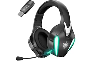 YOTMS Wireless Gaming Headset, 2.4GHz USB Connection Gaming Headphone, Wireless Bluetooth Headset with Mic, 2.4GHz Ultra-Low Latency, 7.1 Stereo, USB Dongle for PS4/PS5/Switch/PC, Wired Mode for Xbox One