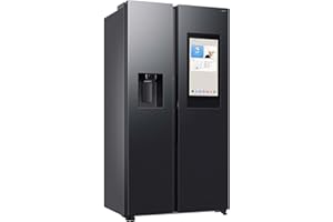 Samsung RS90F67BEFEF Side-by-Side Kühl-Gefrierkombination, AI Kühlschrank mit Gefrierfach, 178 cm, 614 l, Eis-/Wasserspender mit Tank, Family Hub, AI Energy Mode & Voice Control, Black Steel