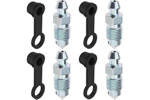 Xiciki 4 Pièces Vis de Purge, M10x1mm Vis de Purge Avec Bouchon, Vis Bocal Frein Moto pour Étrier de Frein à Disque, Vis D'échappement Compatible Motos et Voitures