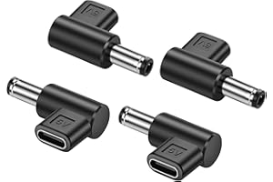 PNGKNYOCN DC 5.5mm x 2.5mm to USB C Adapter, 90 Degree 5V DC 5525 Male to USB Type C Female Power Charging Adapter for Mobile Phone、Router、Mobile Power Supply （4-Pack） (DC 5.5 x 2.5mm)