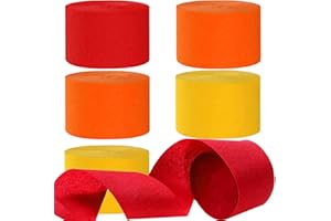 WE MOMENT ZONE Kreppbänder Rot Orange Gelb 4.5 cm x 25 m 6 Rollen Krepppapier Party Crepe Streamer Luftschlangen Dekorationen Rot Orange Gelb
