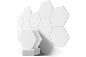 ‎KUCHOOW Hexagon Akustikplatten mit Aufkleber, Schalldämmung Wand, 12 Stück, Hohe Dichte Akustikpaneele für Decken-/Tür-/Wanddekoration und Akustische Behandlung, Schallschutzplatten (30x26x0.9cm)