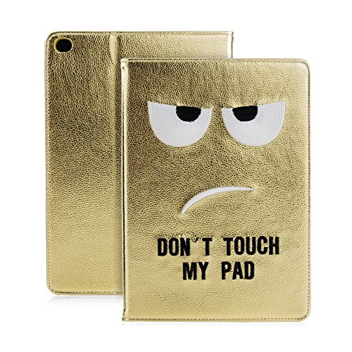 iPad Air2 Hülle – Deenor [Customize und Hand Stickerei][Cool Mode Design] Luxus PU Leder Flip Stand Tasche Abdeckung Mit Magnetisch Auto aufwachen / Schlaf Funktion Tasche Schutzhülle Hülle für Apple iPad Air (2013 Version) and Apple iPad Air 2 (6th 2014 Version). (Gold Monster) - 2