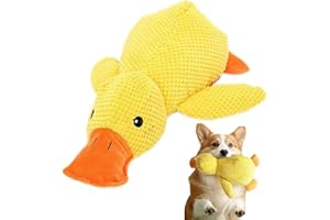 KOMUNJ Canard Anti-stress pour Chien avec Bruit de Bourdonnement - Jouet Interactif en Peluche à Mâcher Jaune pour un Chien Calme