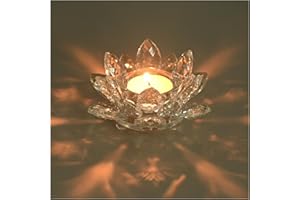 YoHyien Porta Tealight in Cristallo, Porta Lumini a Forma di Fiore di Loto, Portacandele in Vetro, Portacandela Vetro Trasparente per Decorazioni Natale, Matrimoni e Feste a Casa (1)