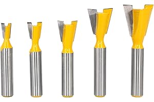 BIGP Set di 5 punte per fresa a coda di rondine da 8 mm, 1/4" 3/8" 1/2" 5/8" 3/4" Carburo cementato Fresa a Coda di Rondine Joint Punte del Router Lavorazione del Legno Fresa Set