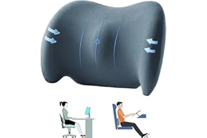 LQCOZYM Lendenkissen, Memory Foam Rückenstützkissen, Ergonomisches Rückenkissen für Autositze, Bürostuhl und Rollstuhl, Kann Rückenschmerzen Vorbeugen und Lindern (Navy blau)