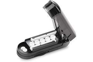 DUBSTAR Multiple Pill Cutter for Small or Large Pills, Adjustable Pill Splitter Cutter with Accurate Pill Alignment, Stainless Steel Cutting Blade and Blade Guard for Multi Tablets, Vitamins(Black)