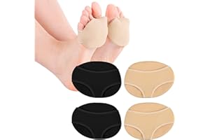 QESSUVNC 2 Paar Metatarsal Pad Fußpolster Fussballen Polster Vorfuß Pads Weiche Fußballen-kissen Vorfußpolster Fußballen Kissen Weich Mittelfußpolster Stoff Vorderfuß Pads Mittelfuß-pads (2 Black 2 Flesh)