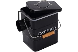 Morezi Boite à croquettes Chat,conteneur croquettes Animaux,avec Couvercle et Pelle,Bocal de Nourriture pour Chat,6L - Noir