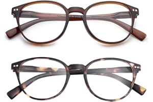 SKYWAY Blaulichtfilter Brille ohne Stärke Damen Herren, Klassische Leichte Runde Blaulicht Brille Blue Light Glasses Computerbrille Gaming Brille mit Federscharnier