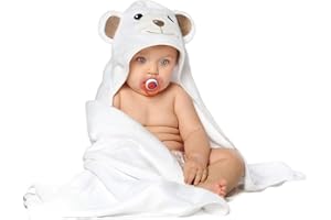 Beybe Accappatoio Neonato 6-12 mesi fino a 5 anni 90 x 90 cm, Asciugamano Neonato Bagnetto 100% Cotone Naturale, Soffice e Delicato per la Pelle- Accappatoio bambino a forma di orsetto (Orsetto)