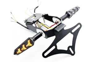 N/A GENERIC Motorcycle Tail Tidy For Kawasaki Ninja 650 Z650 2017-2021 Licence Plate Holder Fender Eliminator Bracket Mount with Turn Signal Indicator Sequential Flowing LED Light (Full Set (Holder+Indicators))