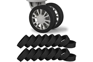 DRAWBRIDGE Luggage Wheel Silicone Protector Cover 16PCS Trolley Wheel Cover Silicone Shock Absorption Wheel Cover for Trolley Bag Suitcase Wheel Cover Silicone Spinner Wheel Bag/Chair (16) Black.