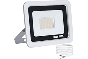 Mille Lucciole Faro LED Esterno 35W 3500LM 40 leds 3000K Bianco Caldo,Faretto LED da Esterno IP65 Impermeabile,Faretti Esterni adatto Giardino Terrazza Garage Patio【Guscio Bianco】