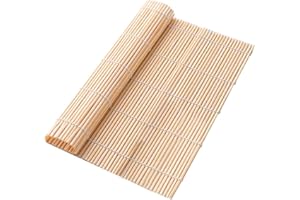 NUOSHEN Plateau à Sushi en Bambou, 23 x 24 cm Bamboo Mat Sushi Natte Lavable Fabrication Réutilisable pour Cuisine Fête Débutants Professionnels