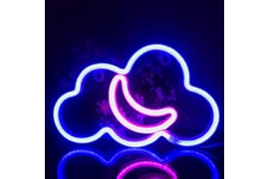 FESPCJ Cloud Moon LED Neon Sign, Blue and Pink Paired, Cute Styling Light, Dual Use USB/AA Battery, Bar, Party, Home Decoration Light, Holiday Gifts