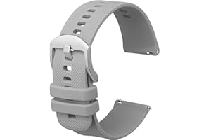 Anbeer Silicone Watch Band 16mm 18mm 19mm 20mm 21mm 22mm 24mm Quick Release Rubber Watch Straps for Men Women,Silver Black Stainless Steel Buckle