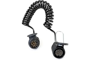 ‎WILTEC Wiltec 13-poliges Spiralkabel 3 m, Anhängerkabel PU, Robustes Elektrokabel Stecker und Buchse, Flexibles Verlängerungskabel, Kabel für Anhänger und Wohnwagen