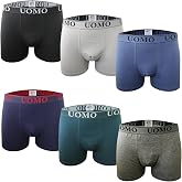 UOMO Collection 6 Pack Cotton Basic Solid Boxer Briefs Comfy Soft