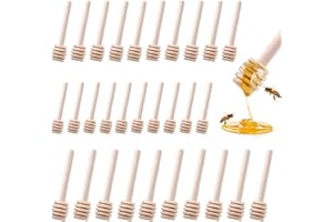 WSAMJIN 30 Pezzi Cucchiaini Bastoncini Mieles, Spargimiele Legno Piccoli Mini Spargimiele Bastoncini Mieles Legno Piccoli per Matrimoni, Compleanni, Baby Shower, Natale, Feste, Collezioni (8cm)