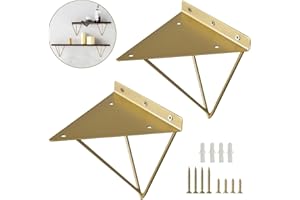 Pxzybd Support D'étagère Décoratives, 2 Équerre pour Étagere en Épingle À Cheveux Robustes, Support De Rayonnage en Métal Flottant, Équerre De Fixation Murale, Or, avec Vis,Gold-19.5cm(7.68in)