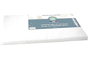 Babycalin - Matelas cododo bébé 83x50x4 cm - Pour lit cododo et berceau cododo - Matelas bébé confortable et douillet pour ses premières nuits - Matelas berceau déhoussable - Fabriqué en France