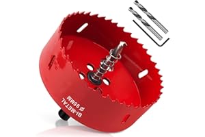 Yeepeo Sierras de Corona 95mm, M42 HSS Bi-Metal Corona Taladro con Adaptador Hexagonal y Taladro, Corona Metal para Pladur Madera Plástico, 1 pieza Rojo