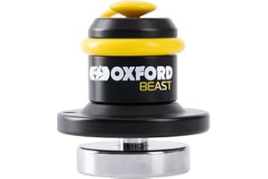 Oxford Beast Disc Lock LK121 | High Security Motorcycle Front Disc Brake Immobiliser, Black/Yellow