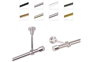 MDEKOR Bastone Per Tende 240 cm, Singolo, Acciaio Inox, Montato A Parete/Soffitto