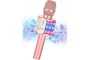 Ankuka mikrofon do karaoke, bezprzewodowy mikrofon bluetooth z głośnikiem, dla dorosłych i dzieci, różowe złoto