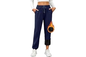 CMTOP Pantaloni Tuta Donna Foderati Pantaloni della Tuta Vita Alta Sportivi Pantaloni Lunghi Caldo Pantaloni Invernali in Pile Casual Comodi Pantaloni Larghi con Tasche e Coulisse
