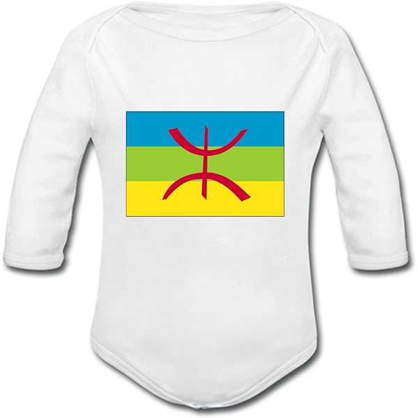 Body Bébé Manches Courtes Avec Drapeau Kabylie – 100% Coton – Tailles 3 à 24 Mois