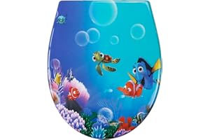 Fanmitrk Duroplast Toilet Seat Soft Close -Quick Release Toilet Lid with Top Fixing,Various Patterns to Choose from (UF819-41)