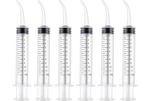 Fingertoys 6 Stück 12ml Kunststoff Curved Spritze, Einweg Dental Spritze, Dental Irrigation Spritze mit Gebogener Spitze für Zahnpflege Reinigung Heimtiere Pflege