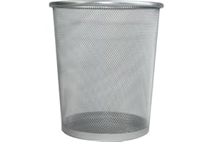 RAM ONLINE Ram® 20L Circular Mesh Bin Office Home Garbage Can For Bathrooms, Kitchens, Offices, Rooms, Students (Silver)