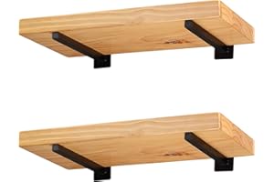 Equerre Etagere Industrielle Support d'étagère Mural Rétro - Supports Plateaux Rétro en Métal avec Vis Tablette Mural Bride de Plancher Plomberie Steampunk Rural (20cm 4Pièces, Noir)