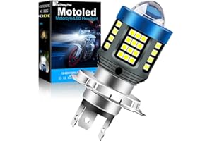 H4 LED Ampoule Phare Moto, KaiDengZhe 2022 Nouvelle Mise à Niveau HB2 9003 LED Ampoules Phare de Moto Avec Projecteur HD, 25W 12V-80V Moto Kit de Conversion de Feux de Croisement/élevé Blanc (1PCS)