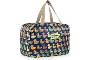 Aucuu Przenośna podróżna kosmetyczka, damska torba podróżna, organizer do makijażu, duże torby na kosmetyki dla dziewczyn i kobiet, #3 Kaczka, 30*21*12 cm, współczesny