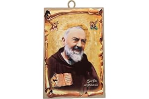 KUSTOM ART Cuadro cuadro cuadro estilo vintage San Padre Pío impresión en madera