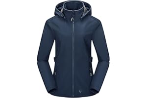 Outdoor Ventures Women’s Waterproof Softshell Jacket with Datachable Hood Fleece Lined Outdoor Jacket Ladies Hiking Short Coat Casual Outerwear Jacket Hiking Camping