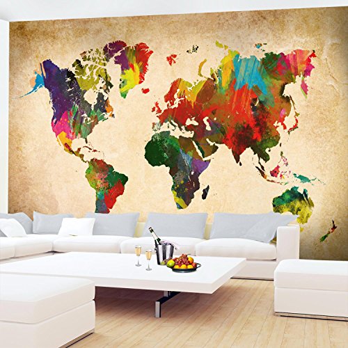 Fototapete Weltkarte 308 x 220 cm – Vliestapete – Wandtapete – Vlies Phototapete – Wand – Wandbilder XXL – !!! 100% MADE IN GERMANY !!! Runa Tapete 9015010a - 4