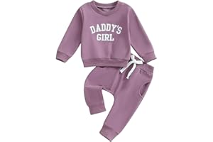 Himllauen Vestiti per Bambina Felpa Manica Lunga+ Pantaloni Due Pezzi Completini Bimba Daddy's Girl Set di Tuta Carina per Bambine