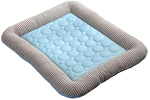 YAOTT Alfombrilla de Refrigeración para Mascotas, Colchoneta Refrescante de Cama Transpirable Fresca Cojín Manta Alfombra de Verano Lavable para Perro Gato Azul 1 70 * 52cm