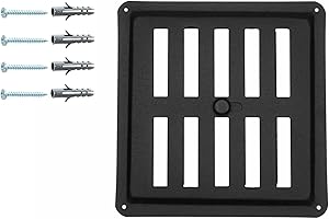 DEMLOU rejilla de ventilación regulable 15x15 cm – cuadrada en acero galvanizado pintado en polvo, apertura y cierre de aire para paredes, techos, chimeneas y estufas – negra RAL9005.